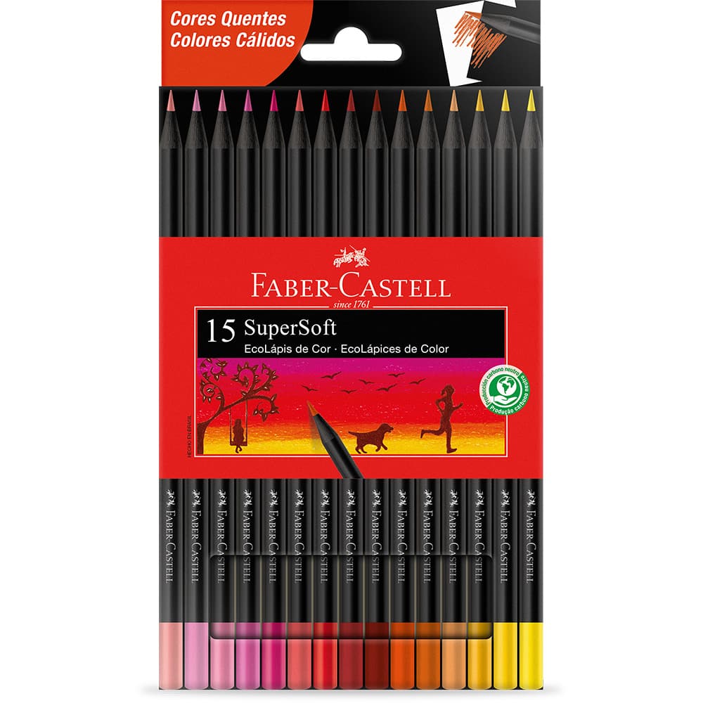 L Pis De Cor Ecol Pis Supersoft Cores Quentes Cores Faber Castell Cx