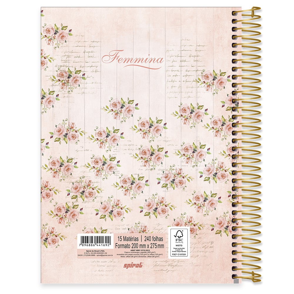 Caderno Universit Rio Capa Dura X Folhas Femmina Nude Spiral