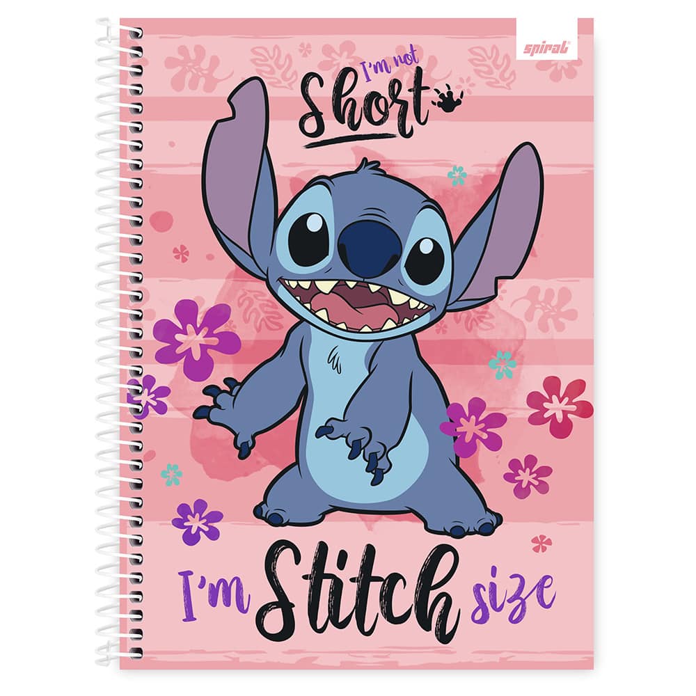 Caderno universitário capa dura 1x1 80 folhas Disney Stitch Spiral