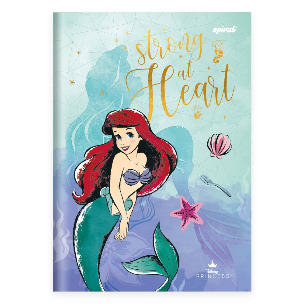 Caderno 1 4 Capa Dura Costurado 48 Folhas Disney Princesas Ariel