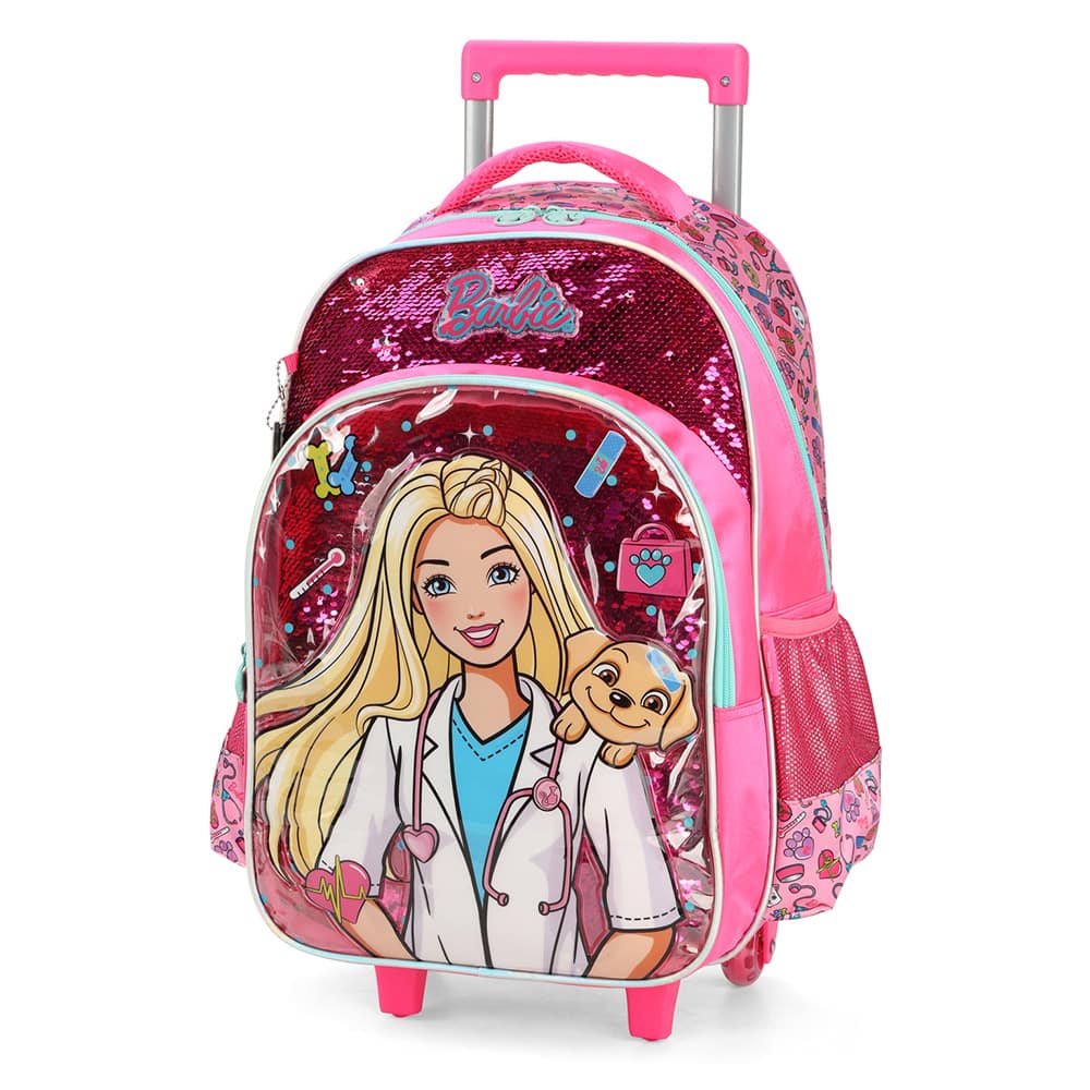 Mochila Escolar Infantil De Rodinhas Barbie Mattel Em Poli Ster Luxcel