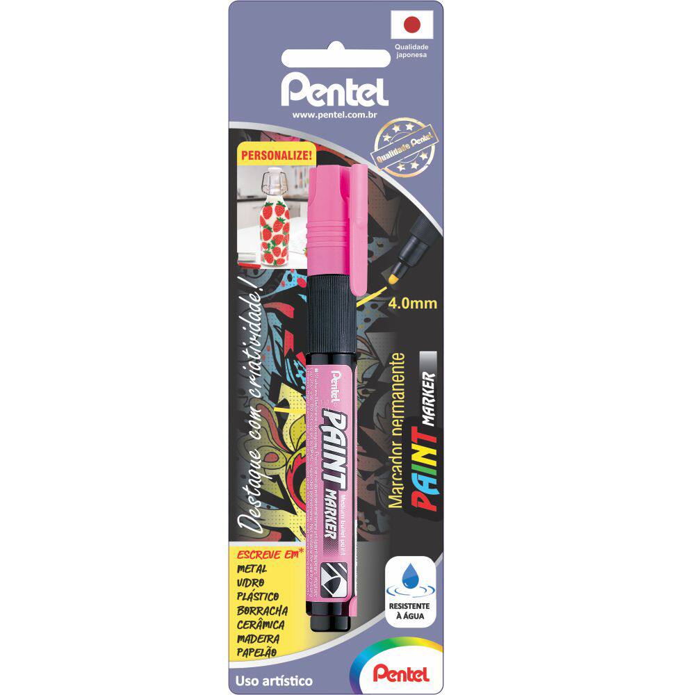 Pincel Marcador Permanente Paint Marker Rosa Sm Mmp P Pentel Cx Un