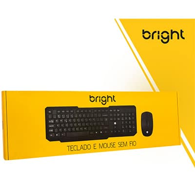 Kit Wireless Teclado Mouse Ghz Slim Preto Bright Cx Un