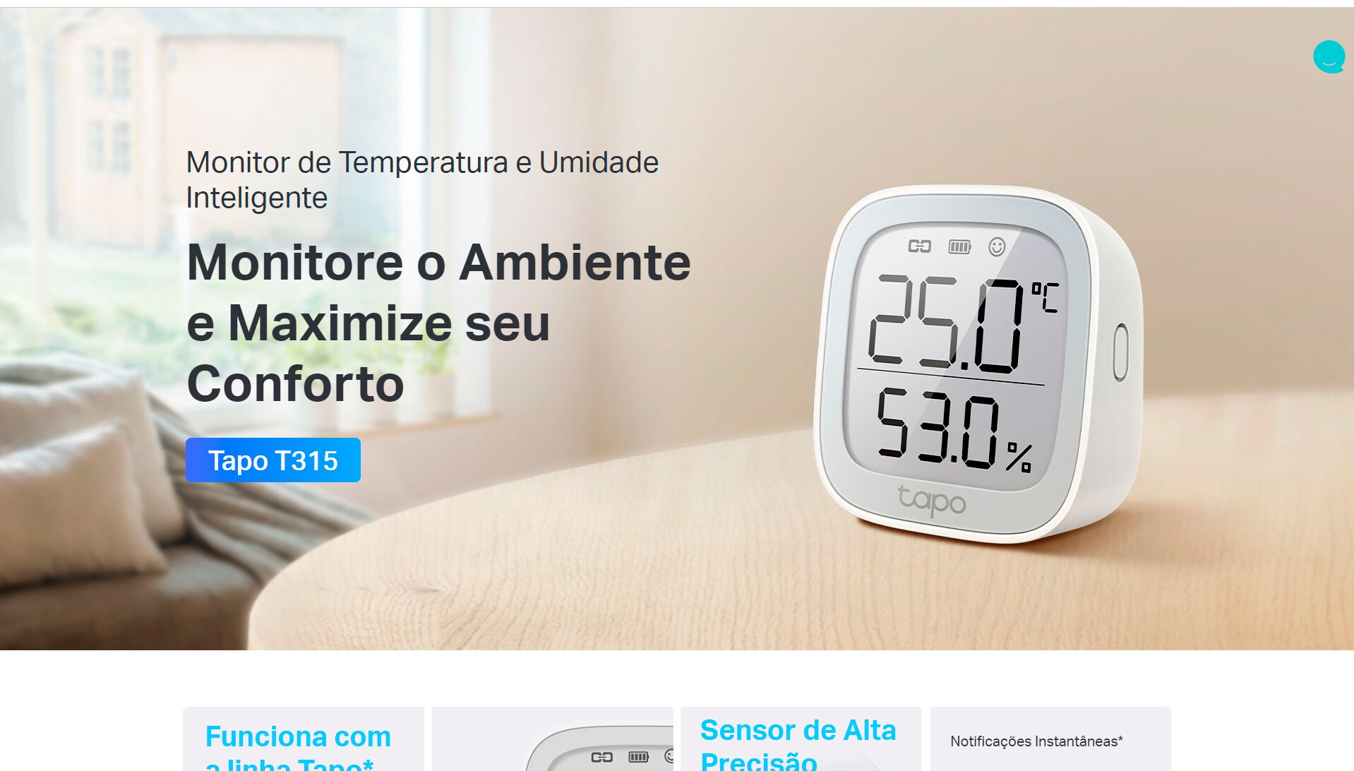 Sensor Inteligente de temperatura e umidade, Tapo T315, Branco, Tp Link - CX 1 UN