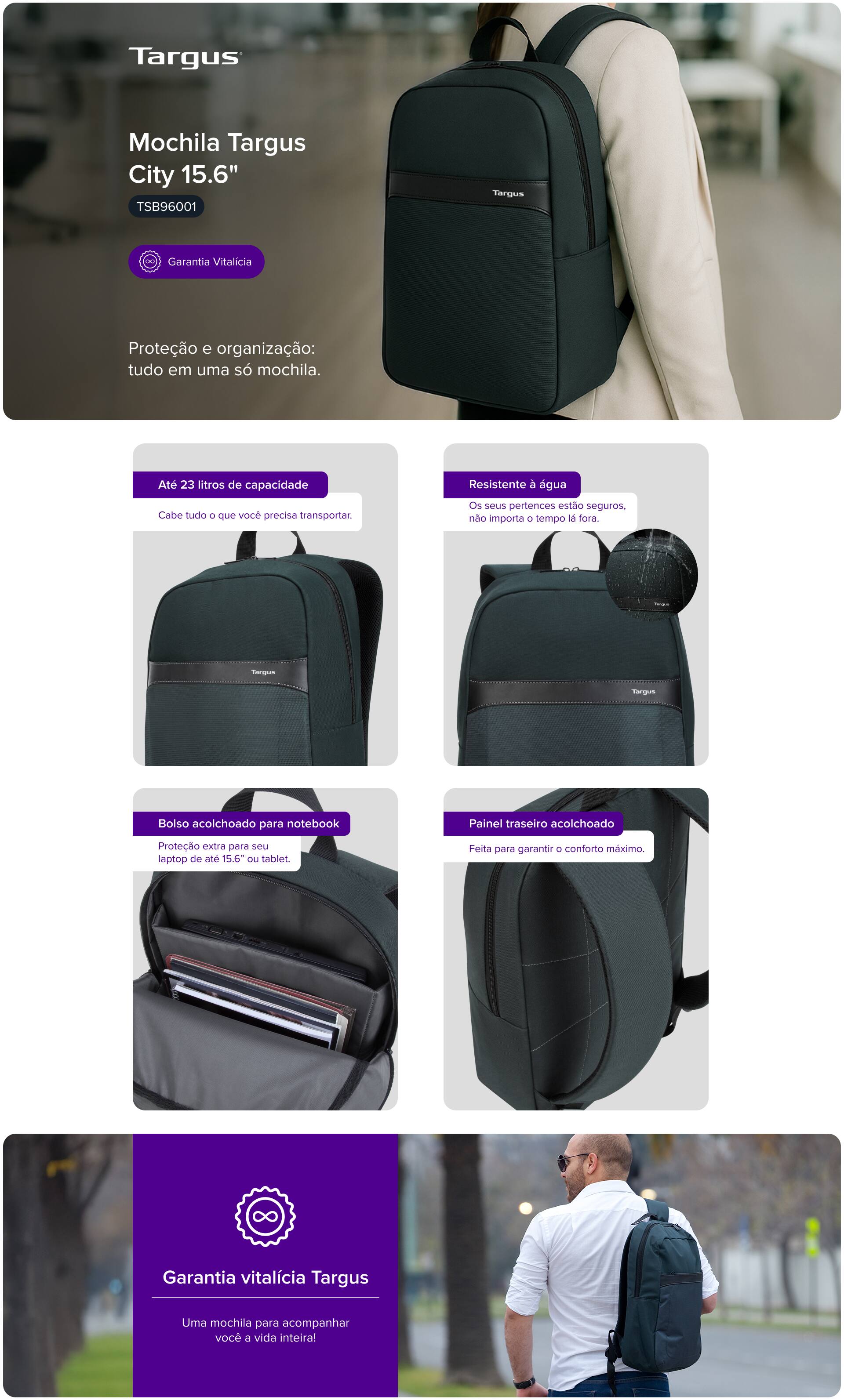 Mochila para Notebook de até 15.6 Geolite Essentials, TSB96001, Targus