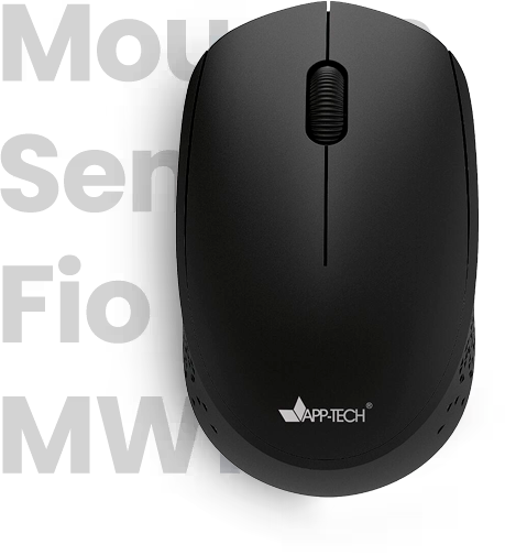 Mouse sem fio, 1200DPI, Preto, MW101, App-Tech