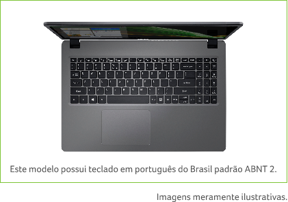 Visão superior Notebook A315-56-3478