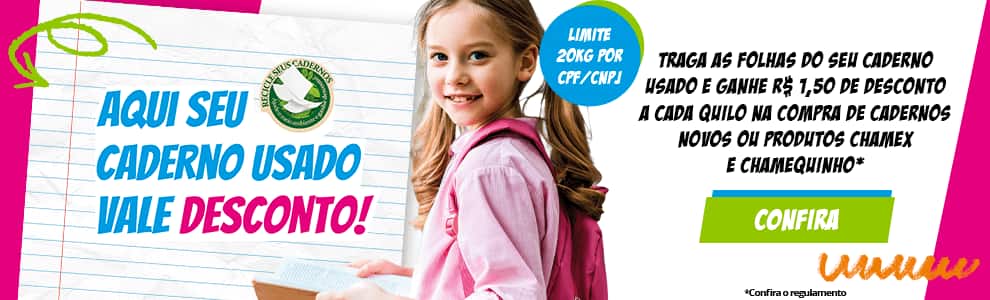 Aqui seu caderno usado vale desconto
