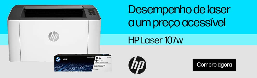 Impressora Laser HP 107w, 4ZB78A, Monocromática, Wi-fi, Conexão USB, 110v, HP