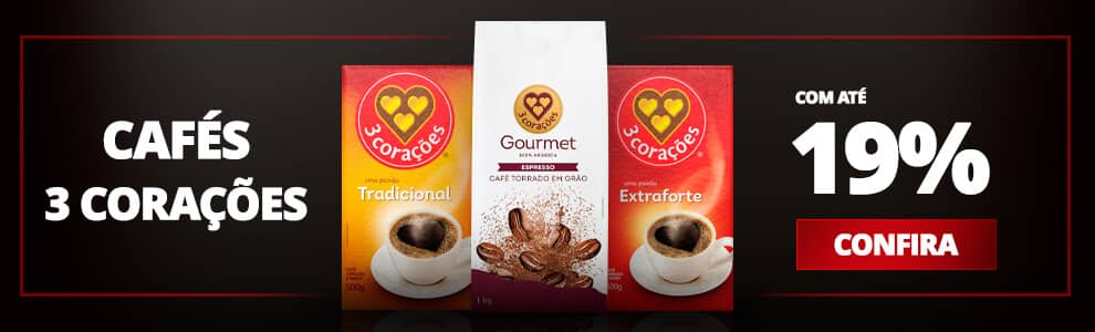 Cafés 3 Corações com até 19%