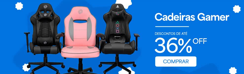 Link para visitar a página de Cadeiras Gamer com até 36% de desconto