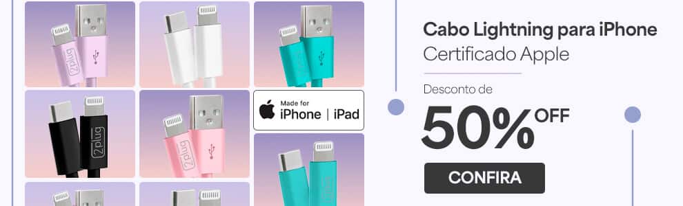 Cabo Lightning para Iphone com 50% de desconto
