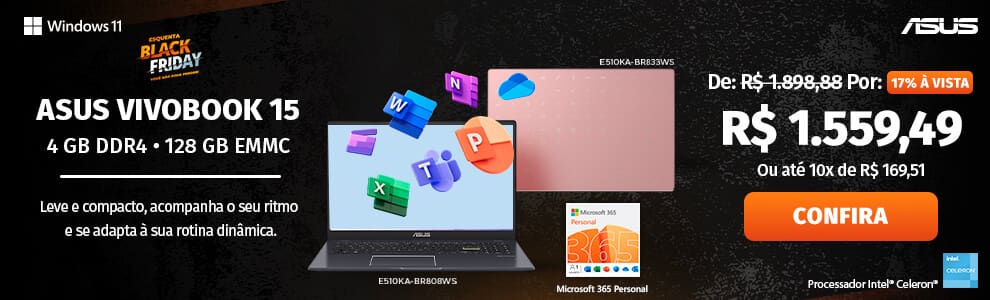 Asus Vivobook 15 por R$ 1.559,49 à vista