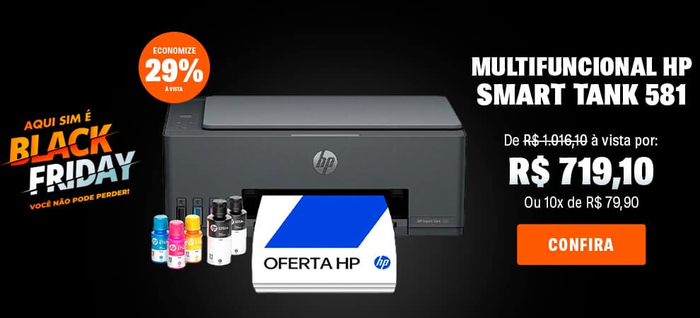 Impressora Multifuncional HP Smart Tank 581 Tanque de Tinta, Colorida, Wi-Fi, Conexão USB, Bivolt, 4A8D5A, HP