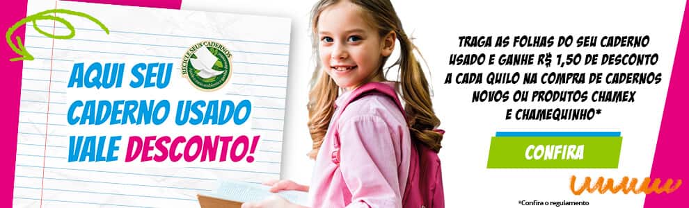 Aqui seu caderno usado vale desconto