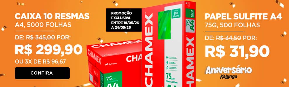 Papel Sulfite A4, 75g, Chamex - 500 e 5000 Folhas