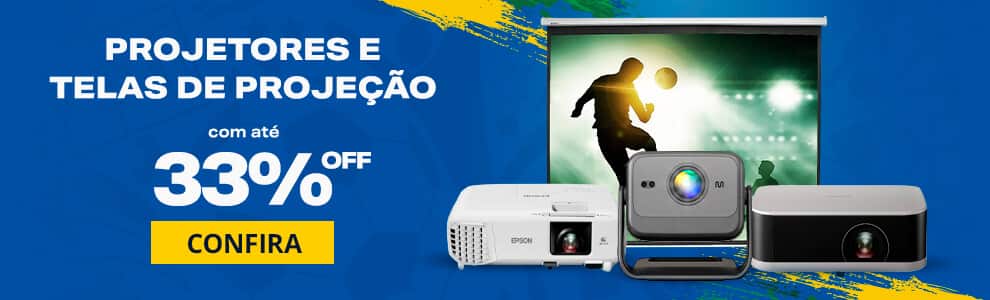 Projetores e Telas de Apresentação com até 33% OFF'