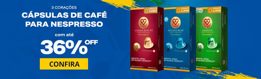Cápsulas de Café para Nespresso 3 Corações com até 36% OFF