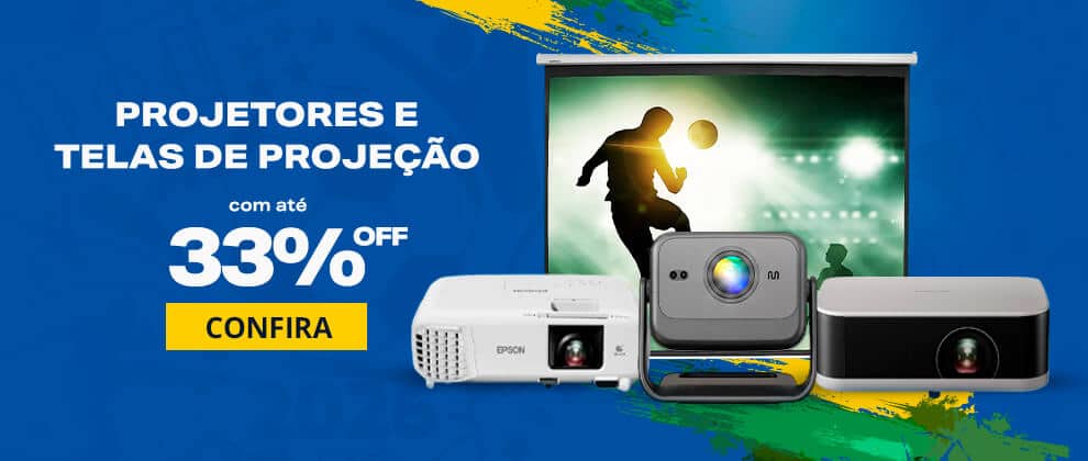 Projetores e Telas de Apresentação com até 33% OFF'