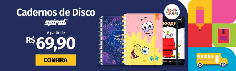 Cadernos de Disco Spiral a partir de R$ 69,90