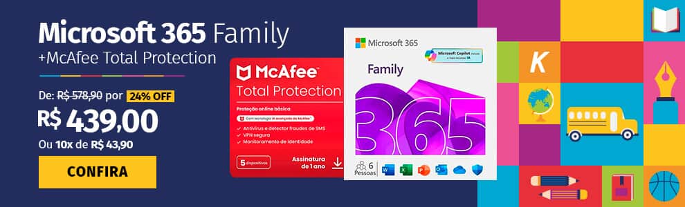 Microsoft 365 Family com Copilot e McAfee Total Protection