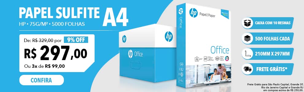 Caixa de Papel Sulfite HP Office
