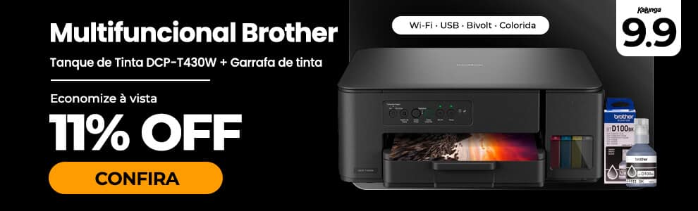 Impressora Multifuncional tanque de tinta DCP-T430W Brother + Garrafa de tinta Brother para recarga de equipamento Inkjet