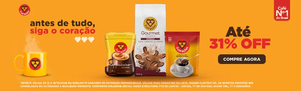 Três Coraçõaes com até 31% OFF