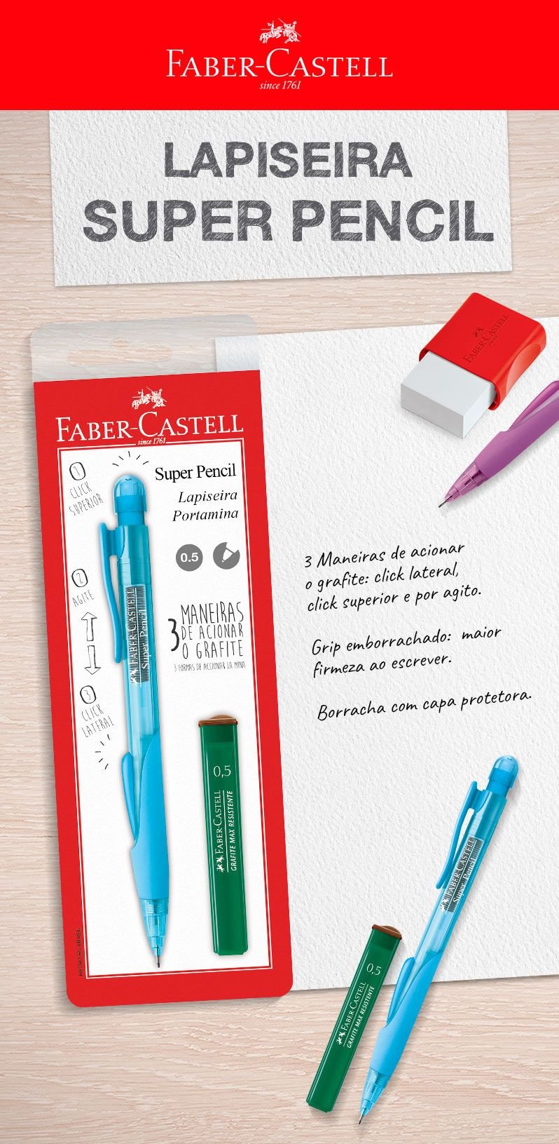 Lapiseira 0.5mm super pencil SM05LSP Faber Castell