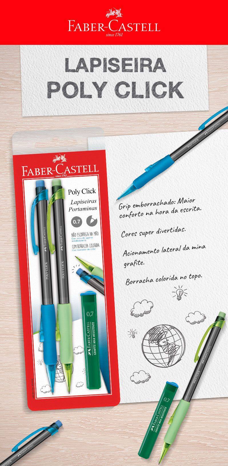 Lapiseira 0.7mm Click az/vd SM/07CLICKAV Faber Castell
