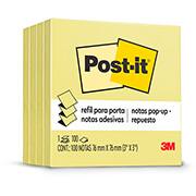 Bloco Adesivo Post-it Refil Puxa F�cil Amarelo - 76 mm x 76 mm - 4 unidades de 100 folhas cada (total 400 folhas) - 3M PT 4 UN
