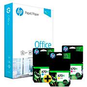 Papel sulfite HP Office A4 75g 210mmx297mm Ipaper PT 500 FL + Cartucho HP 670XL Amarelo + Cartucho HP 670XL Ciano + Cartucho HP 670XL Magenta - HP CX 1 UN Papel sulfite HP Office A4 75g 210mmx297mm Ipaper PT 500 FL + Cartucho HP 670XL Amarelo + Cartucho HP 670XL Ciano + Cartucho HP 670XL Magenta - HP CX 1 UN