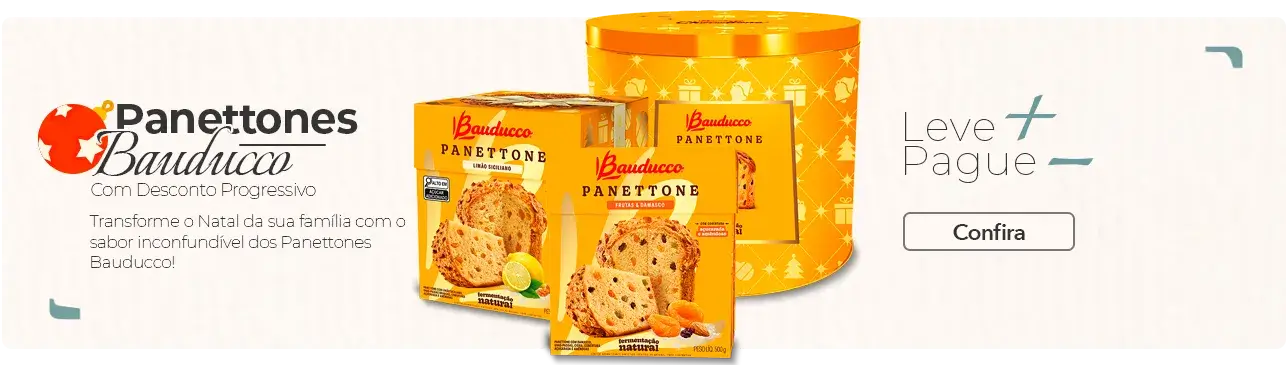 Panettones Bauducco leve mais por menos