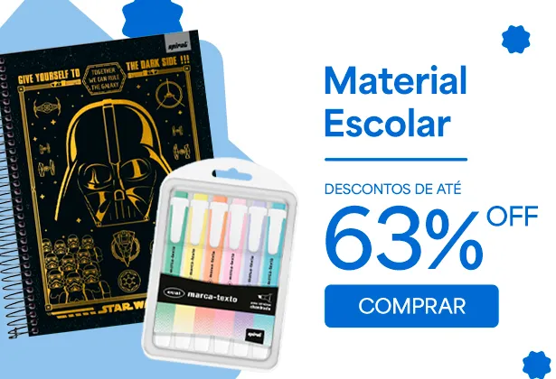 Material Escolar com até 63% de desconto