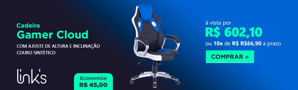 Cadeira Gamer Cloud preta/azul/branca 17434 Links CX 1 UN