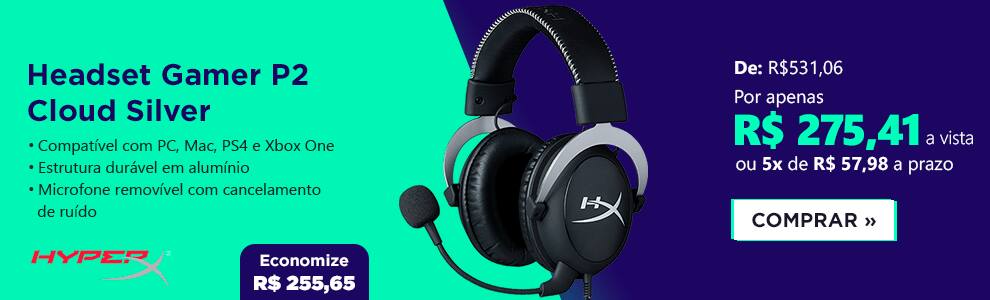 Headset Gamer P2 HyperX Cloud silver HX-HSCLSR HyperX CX 1 UN