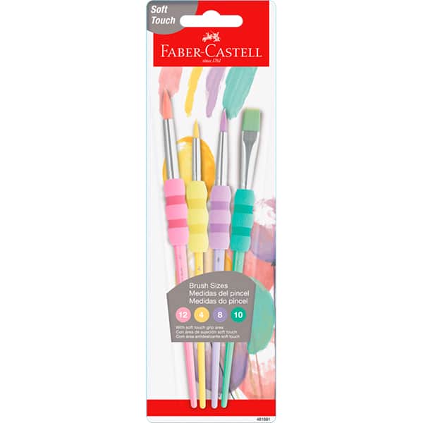 Kit para pintura Soft Touch, 4 Pincéis pasteis, Faber-Castell - BT 1 UN