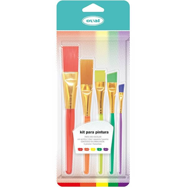 Kit para pintura com 5 pincéis, Oval - BT 5 UN