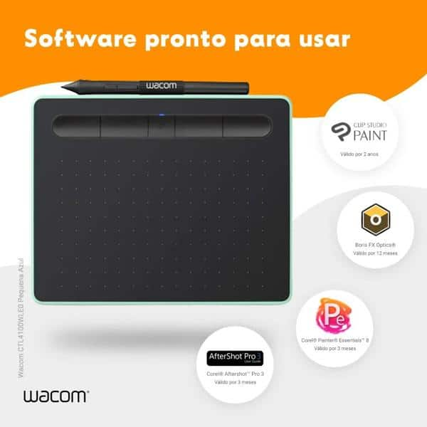 Mesa Digitalizadora Wacom Intuos Bluetooth pequena, Pistache, CTL4100WLE, Wacom - CX 1 UN