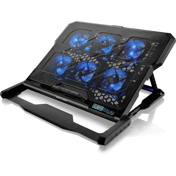 Base p/notebook c/6 coolers + 2 usb LED azul AC282 Multilaser CX 1 UN