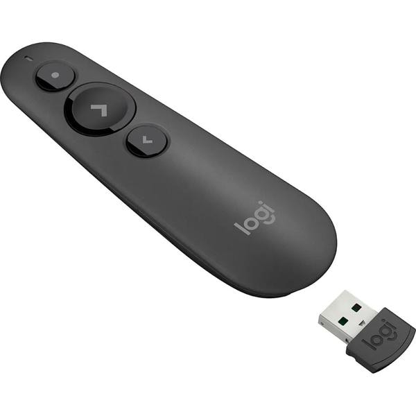 Apresentador sem fio Logitech R500s com Laser Pointer Vermelho, USB ou Bluetooth, Aplicativo para Personalização e Alertas e Pilha Inclusa BT 1 UN