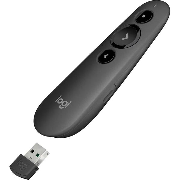 Apresentador sem fio Logitech R500s com Laser Pointer Vermelho, USB ou Bluetooth, Aplicativo para Personalização e Alertas e Pilha Inclusa BT 1 UN