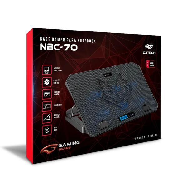 Base para Notebook com 6 Coolers, NBC-70BK, C3Tech - CX 1 UN