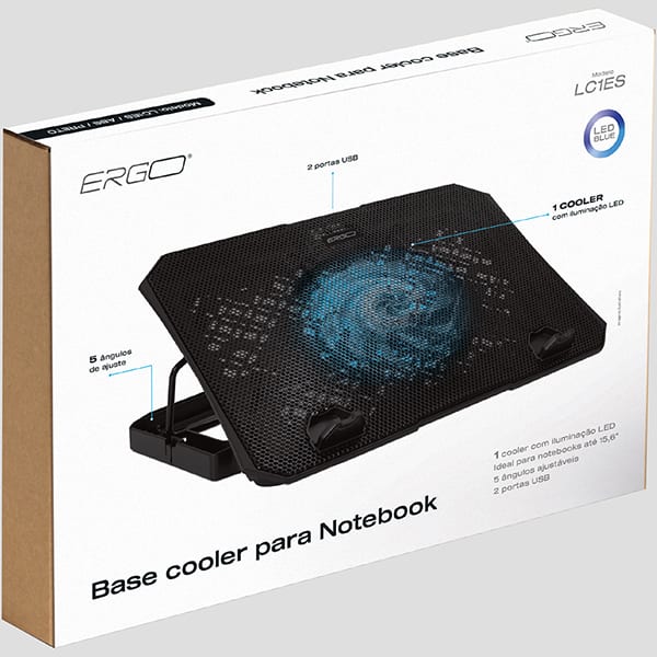 Base para notebook com 1 cooler, USB, LC1ES, Ergo - CX 1 UN