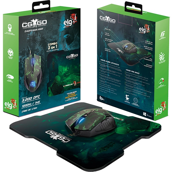 Kit Gamer (Mouse e Mouse Pad) CGGO21, Elg - CX 1 UN