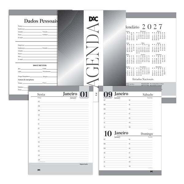 Agenda diária cost 134mmx190mm Preto 2027 4533 DAC PT 1 UN
