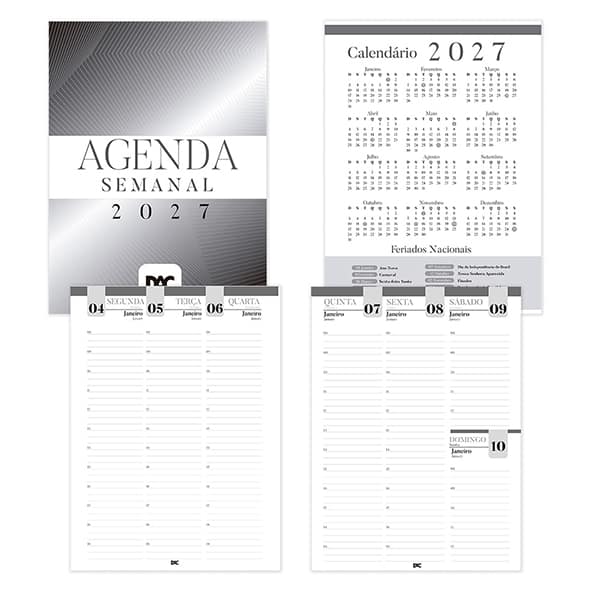 Agenda Semanal Universitária 2027, Costurada, Marrom, 160 páginas, 4682, Dac - PT 1 UN