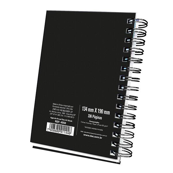 Agenda diária espi 134mmx190mm All Black 2027 4550 DAC PT 1 UN Agenda diária espi 134mmx190mm All Black 2027 4550 DAC PT 1 UN