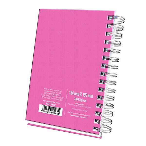 Agenda diária espi 134mmx190mm Vision Rosa 2027 4602 DAC PT 1 UN
