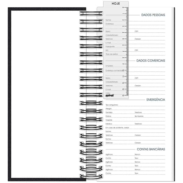 Agenda Comercial 2026, Brief Executive, Preto, 119mm x 275mm, 194 folhas, 2633446, Spiral Brf Ex - PT 1 UN